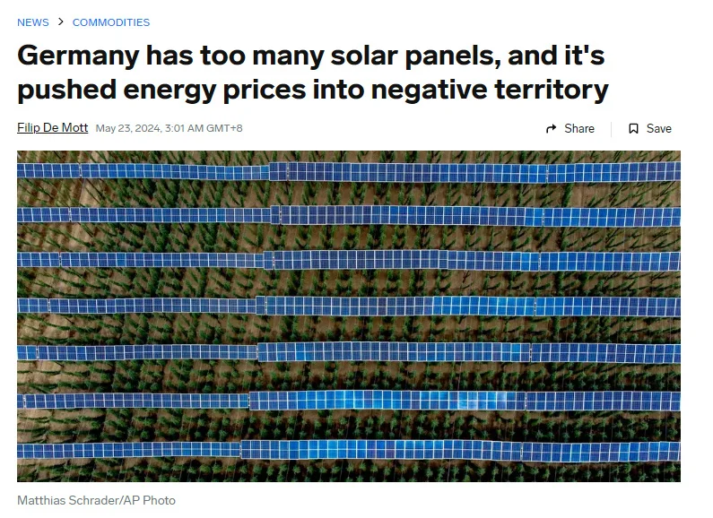 德国太阳能狂飙突进：电力过剩致电价暴跌，消费者享负电价奇观